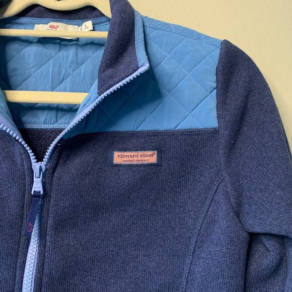 VINEYARD VINES Full Zip Fleece Jacket Girls 14 L Girl Blue Quilted Winter Large - Picture 4 of 10